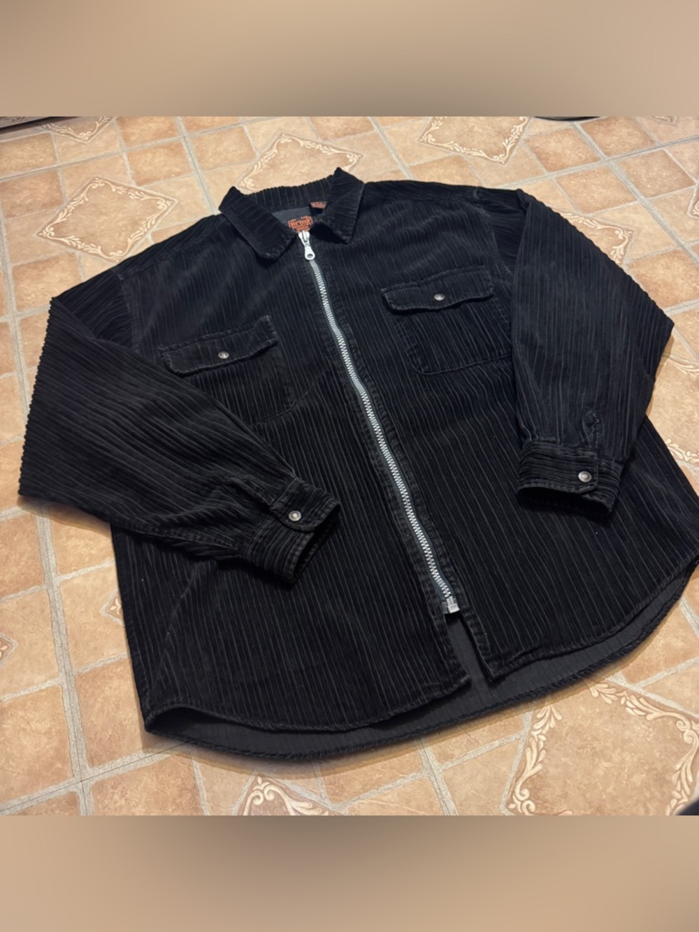 Vintage On The Brink Corduroy Full-Zip Overshirt / Jacket - Black (Size L)